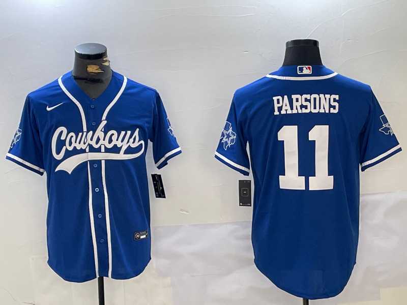 Mens Dallas Cowboys #11 Micah Parsons Light Blue Stitched Cool Base Nike Baseball Jersey